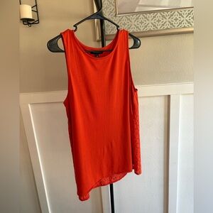 Banana Republic Red Sleeveless Top Medium Lace Eyelet Hem Asymmetrical